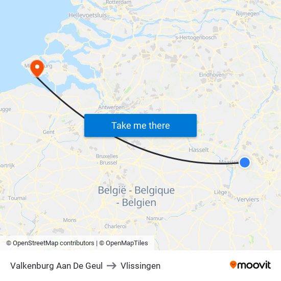 Valkenburg Aan De Geul to Vlissingen map