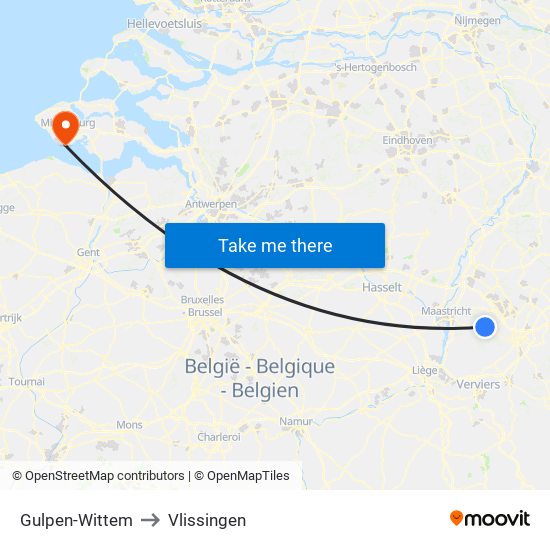 Gulpen-Wittem to Vlissingen map