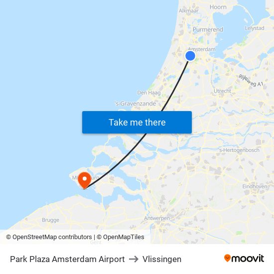 Park Plaza Amsterdam Airport to Vlissingen map