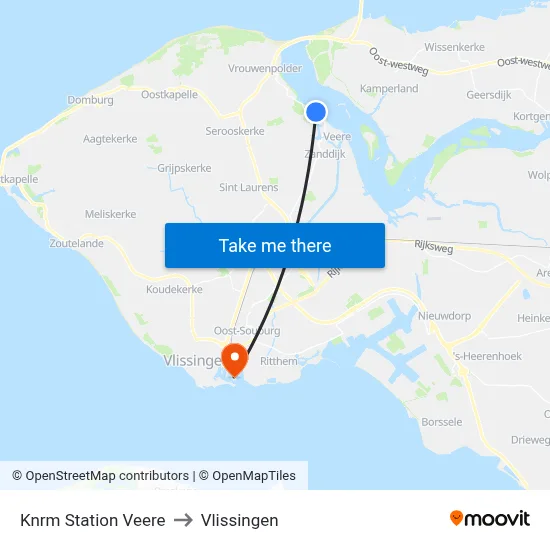 Knrm Veere to Vlissingen map