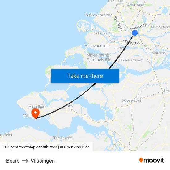 Beurs to Vlissingen map
