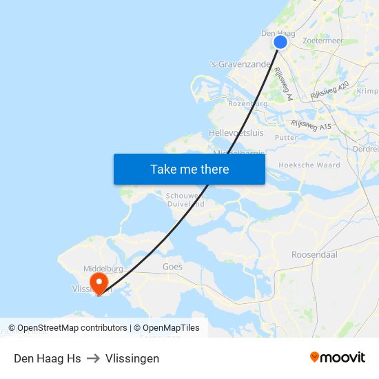Den Haag Hs to Vlissingen map