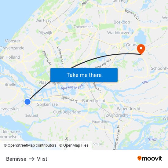 Bernisse to Vlist map