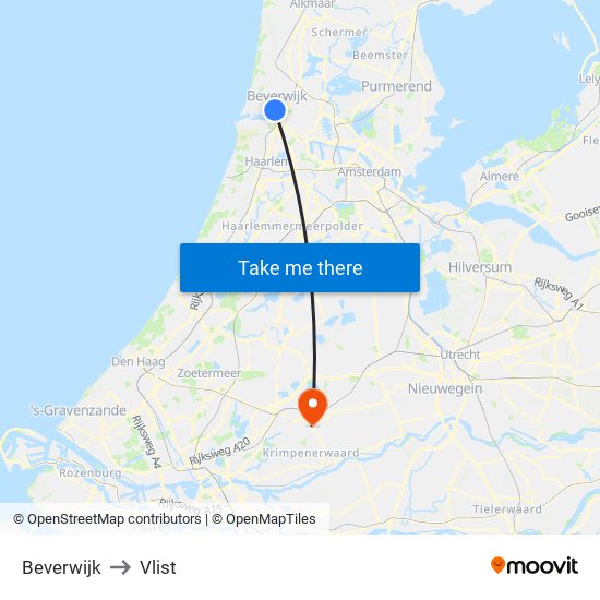 Beverwijk to Vlist map