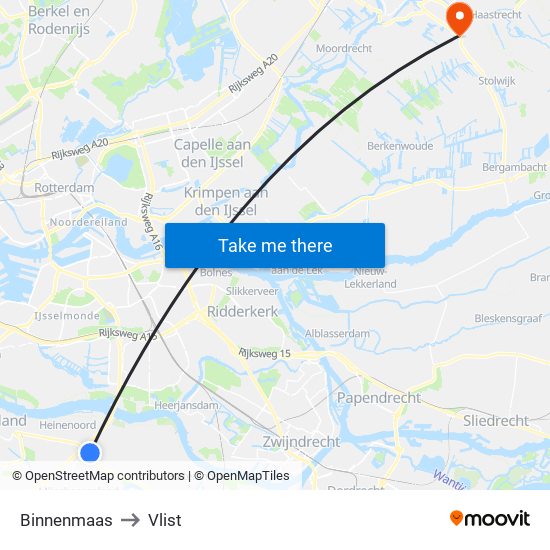 Binnenmaas to Vlist map