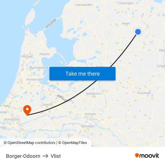 Borger-Odoorn to Vlist map