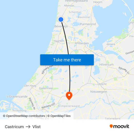 Castricum to Vlist map