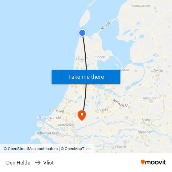 Den Helder to Vlist map