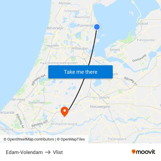 Edam-Volendam to Vlist map