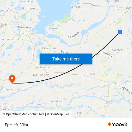 Epe to Vlist map