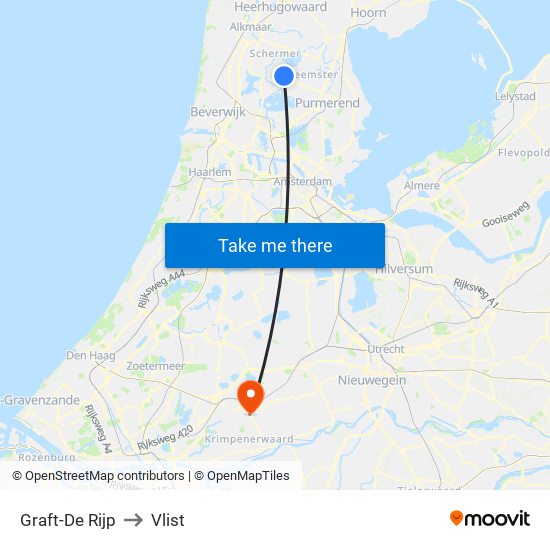 Graft-De Rijp to Vlist map