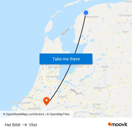 Het Bildt to Vlist map