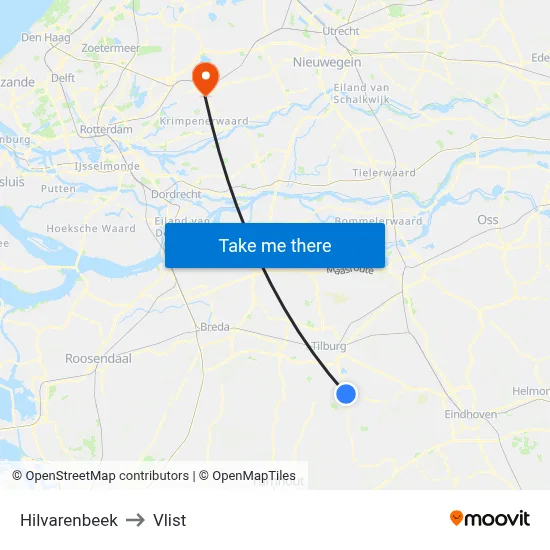 Hilvarenbeek to Vlist map