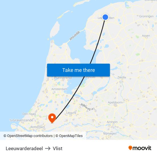 Leeuwarderadeel to Vlist map