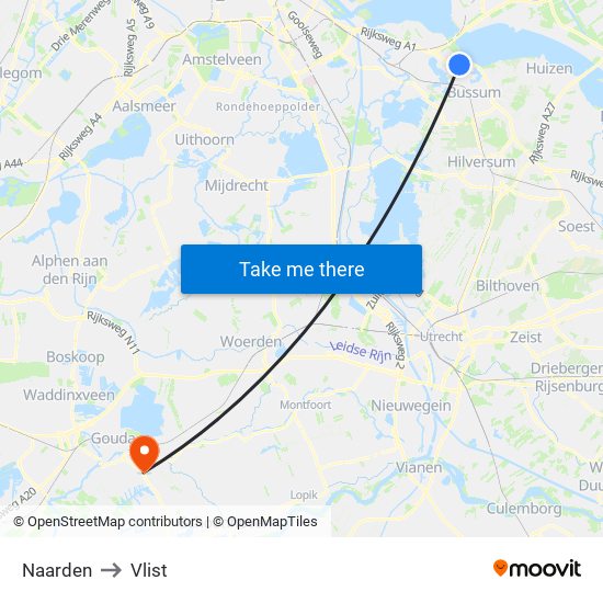 Naarden to Vlist map