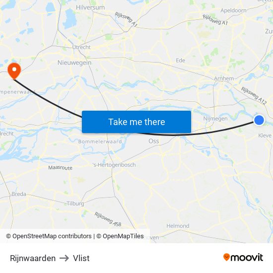 Rijnwaarden to Vlist map