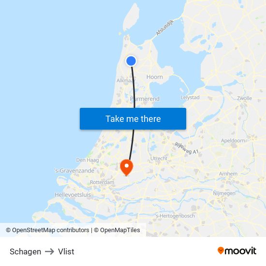 Schagen to Vlist map