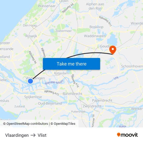 Vlaardingen to Vlist map