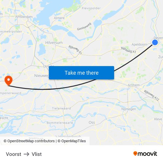 Voorst to Vlist map