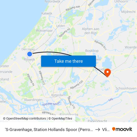 'S-Gravenhage, Station Hollands Spoor (Perron A) to Vlist map