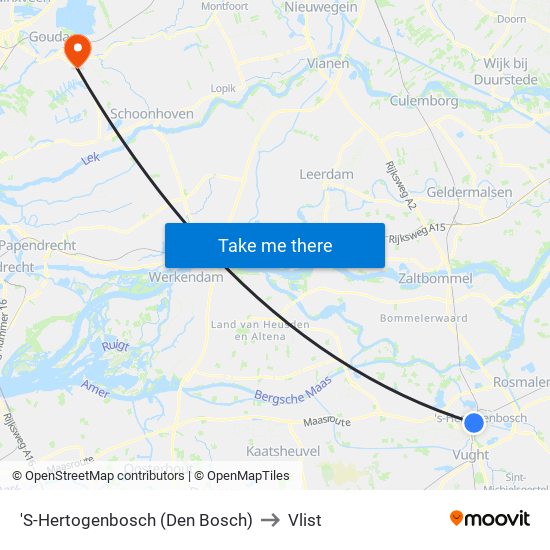 'S-Hertogenbosch (Den Bosch) to Vlist map