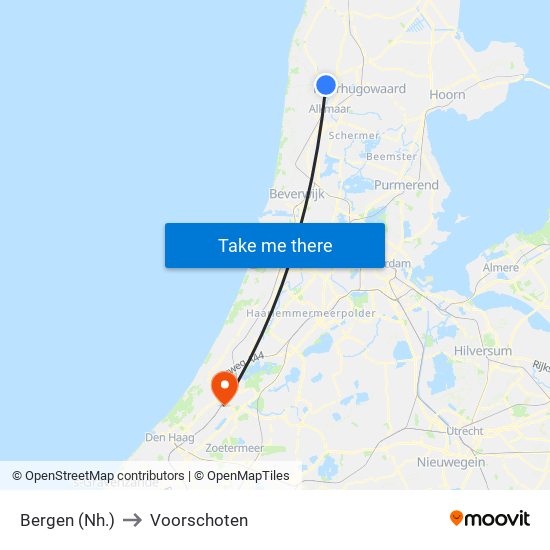 Bergen (Nh.) to Voorschoten map