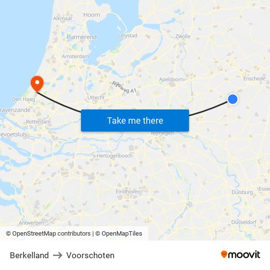 Berkelland to Voorschoten map