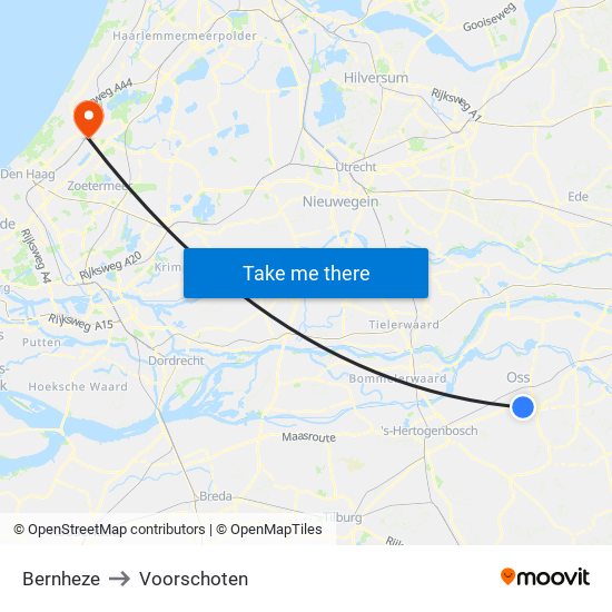 Bernheze to Voorschoten map