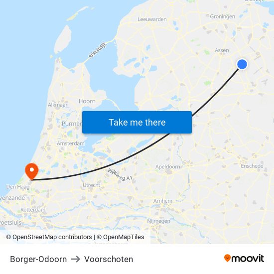 Borger-Odoorn to Voorschoten map