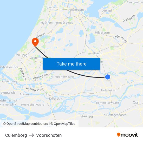 Culemborg to Voorschoten map