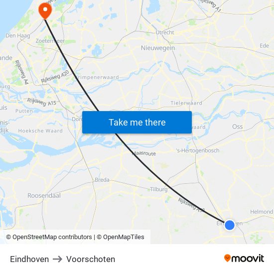 Eindhoven to Voorschoten map