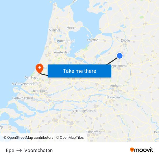 Epe to Voorschoten map