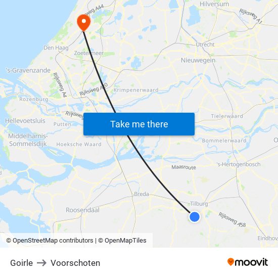 Goirle to Voorschoten map