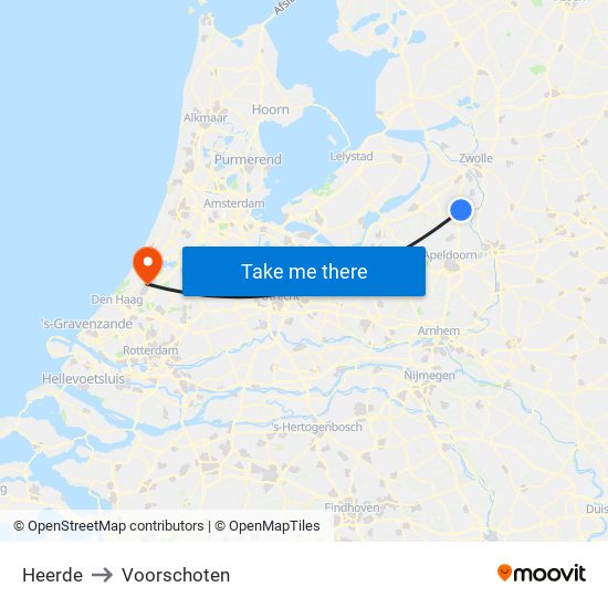 Heerde to Voorschoten map