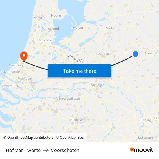 Hof Van Twente to Voorschoten map