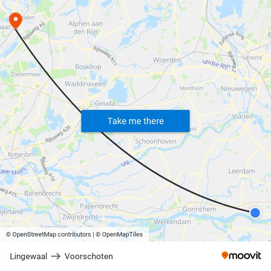 Lingewaal to Voorschoten map