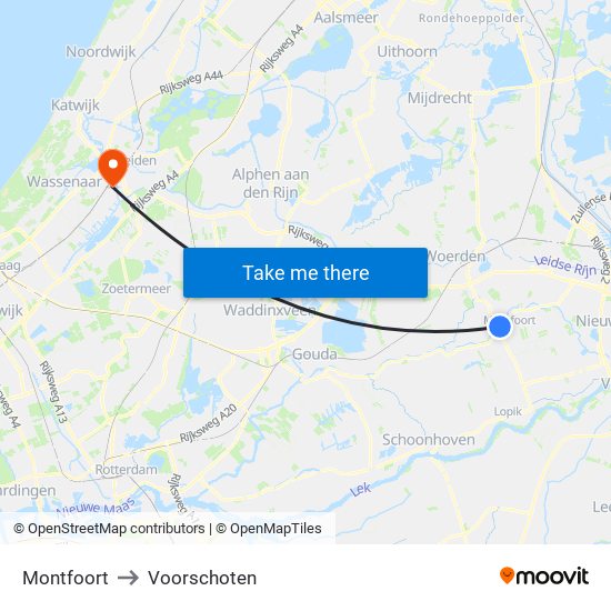 Montfoort to Voorschoten map