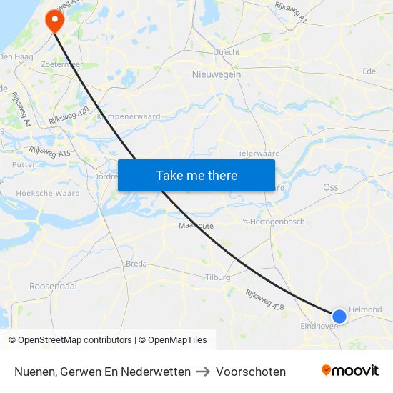 Nuenen, Gerwen En Nederwetten to Voorschoten map