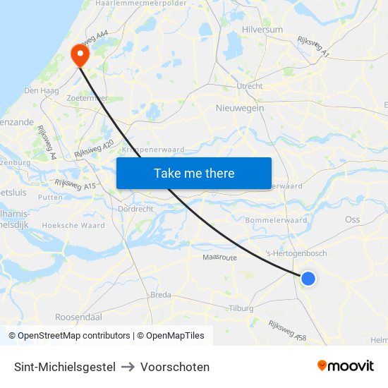 Sint-Michielsgestel to Voorschoten map