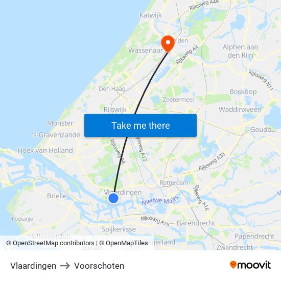 Vlaardingen to Voorschoten map