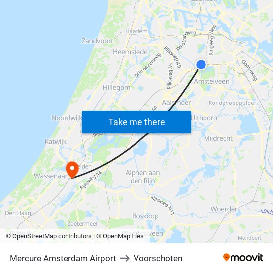 Mercure Amsterdam Airport to Voorschoten map