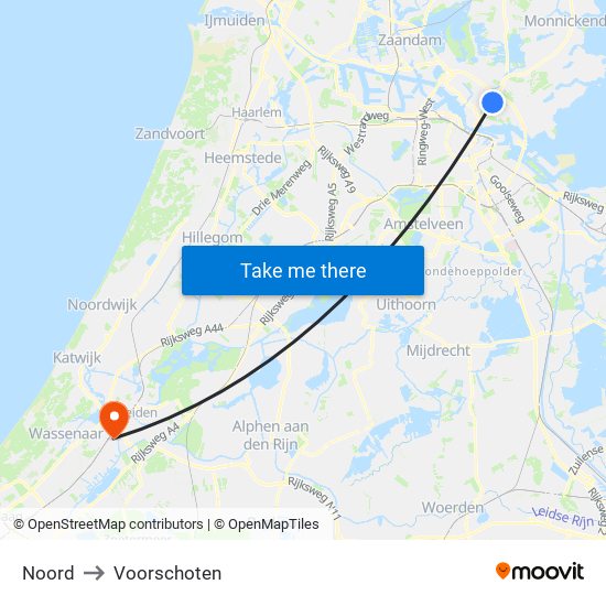 Noord to Voorschoten map