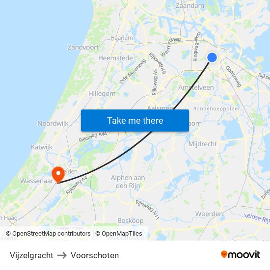 Vijzelgracht to Voorschoten map