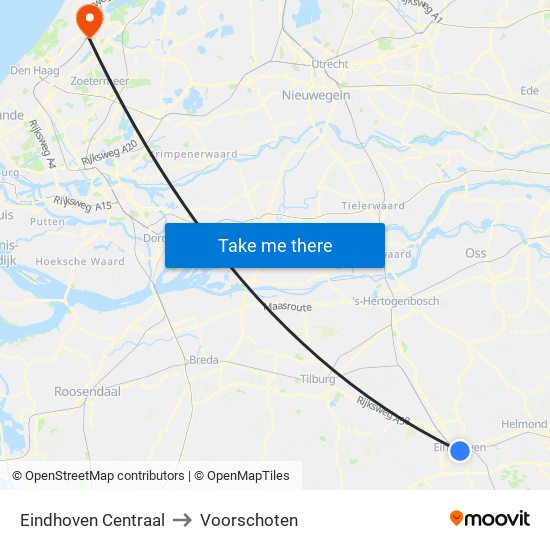 Eindhoven Centraal to Voorschoten map