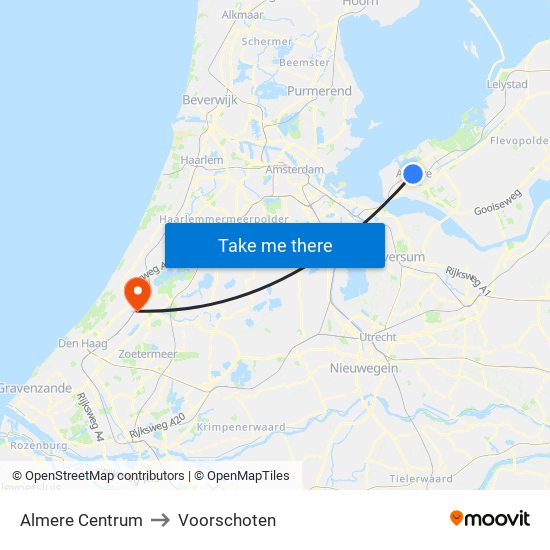 Almere Centrum to Voorschoten map