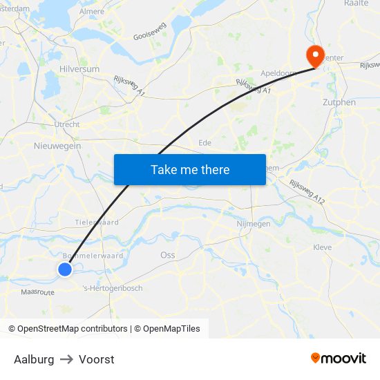 Aalburg to Voorst map