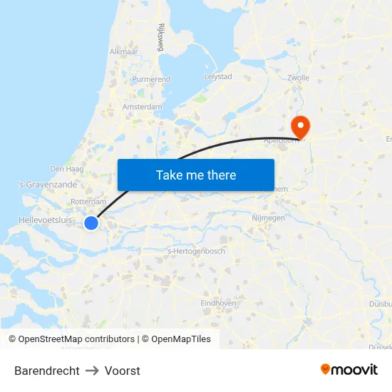 Barendrecht to Voorst map