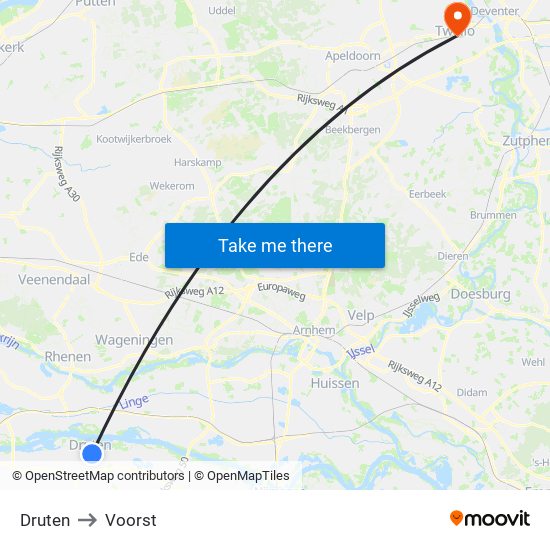 Druten to Voorst map