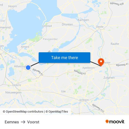 Eemnes to Voorst map
