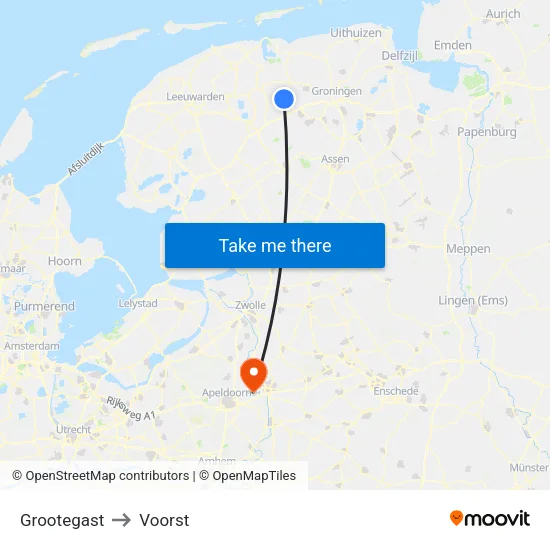 Grootegast to Voorst map